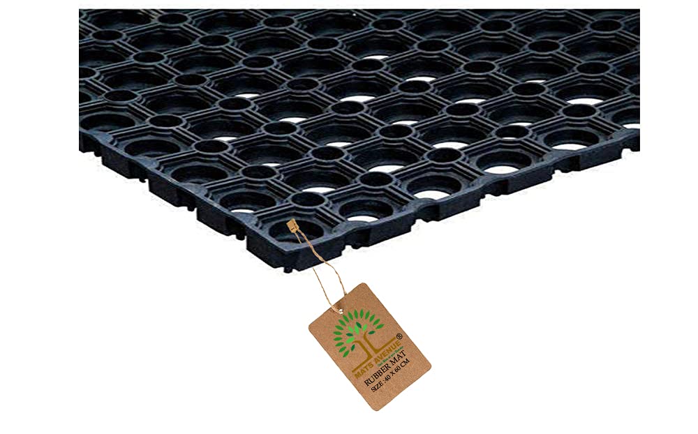 Mats Avenue Rubber Outdoor Door Mat for Home/Bathroom/Bedroom/Office/Main Door/Rainy Season (40x60 cm,Black with Holes) Set of 1 1