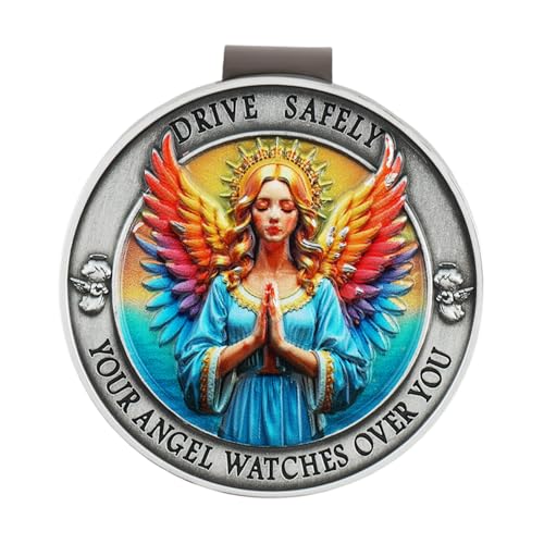 Image of Colorful Guardian Angel Visor Clips for Cars,Stylish Guardian Angel for Car Visor Clip with 3D Embossed Design,Car Angels Visors Clip as Cars Decorations to Guard Driving Safety