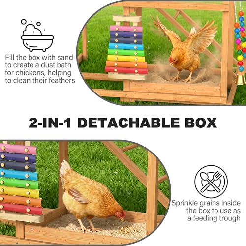 Image of Chicken Perch with Swing Xylophone Removable Feeder /Bath Wooden Roosting Bar Toy for Farms Easy to Clean