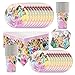 Produktbild Princess Party Decoration,Partygeschirr-Das Neue 61 Stk Pink Mädchen Princess Geburtstag Geschirr Kit Teller Becher Tischdecke Besteckpapier für 20 Kinder, Kleines Mädchen Party Deko,Baby Shower