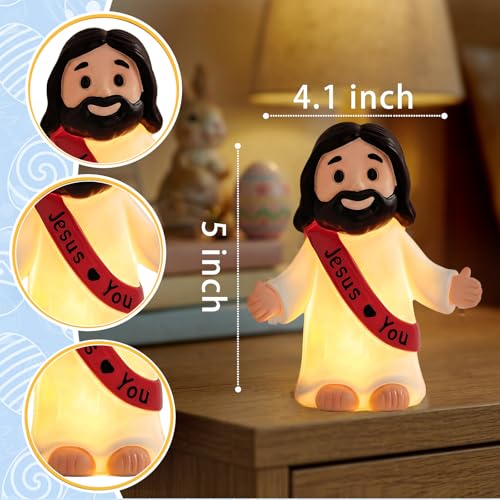 Figura de Jesús en resina con luz nocturna para mesa miniatura 2