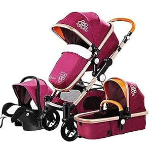 Zhiding Babykar 3 in 1 opvouwbare buggy 10-wheeler, kinderwagen met extra grote luchtwielen, voor kinderen schakelbare fietsendalking, lange reis voor pasgeboren en peuter (Color : C)