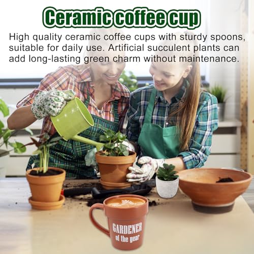 Set de taza de café Jardinería Phitihui con cuchara pala miniatura 6
