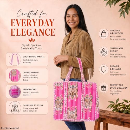 Image of 100% Cotton Jungle Print Shoulder Bag Tote Bag Women Reversible Shopping Bag and Grocery Bags Stylish Travel Bag Gift for Her