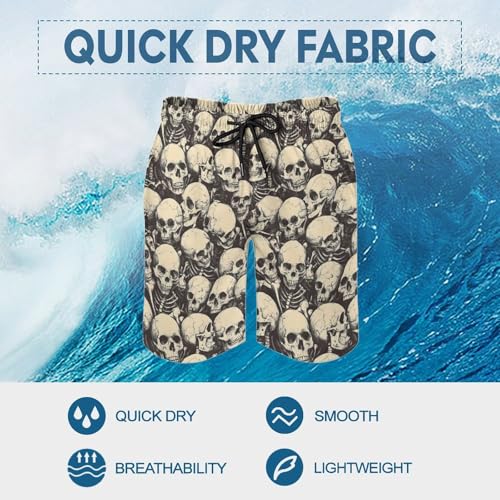 Hawaiian Shorts for Men - Comfy Retro Skull (A) Print Mens Swim Trunks Bathing Suits with Mesh Lining3