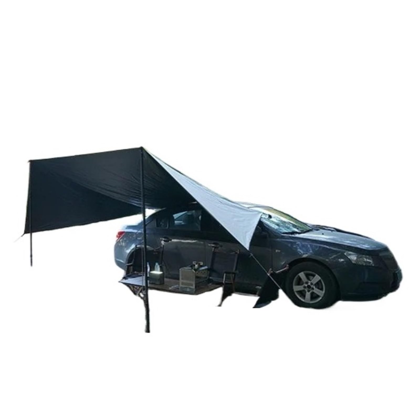 Toldo Caravana,Toldo Furgoneta Camper Toldo Lateral for Coche, Lona Negra de 2 x 3 Pulgadas, Impermeable, for Exteriores, Camping, Refugio Trasero for SUV y Furgoneta.(Kit A,Black)