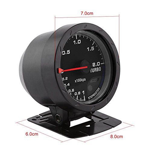 Keenso 60mm LED Turbo Boost Presse À Vide Jauge Compteur Noir Shell Universel pour Voiture De Course Auto 0 200 Kpa-Manometre Pression