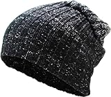 KBW-13 BLK Heather Stripe Slouchy Beanie Skull Cap Hat