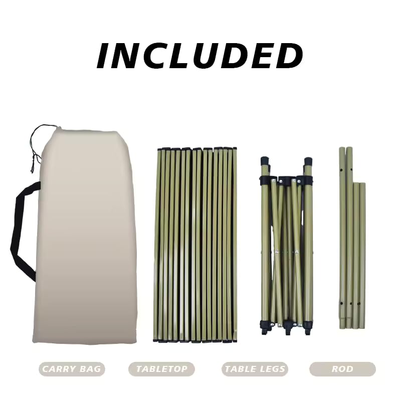 Image of Garden Art Folding Portable Metal Camping Table GAFTBE1491-10 | Outdoor FoldingTable for Garden Camping, Hiking, Fishing, Picnic | Light Weight Easy to Fold & Carry (Khaki Table, Medium)