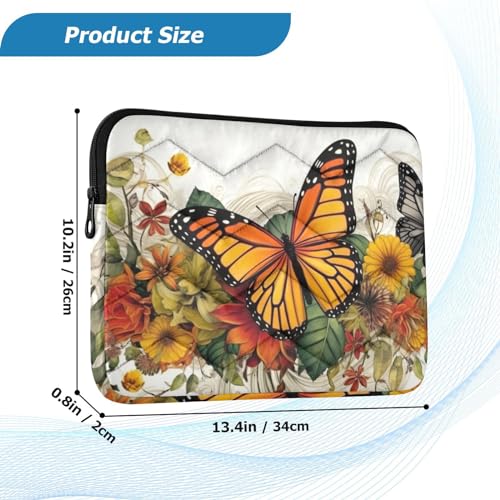 Funda para portátil amarilla con flores para laptop 13-14 pulg miniatura 3
