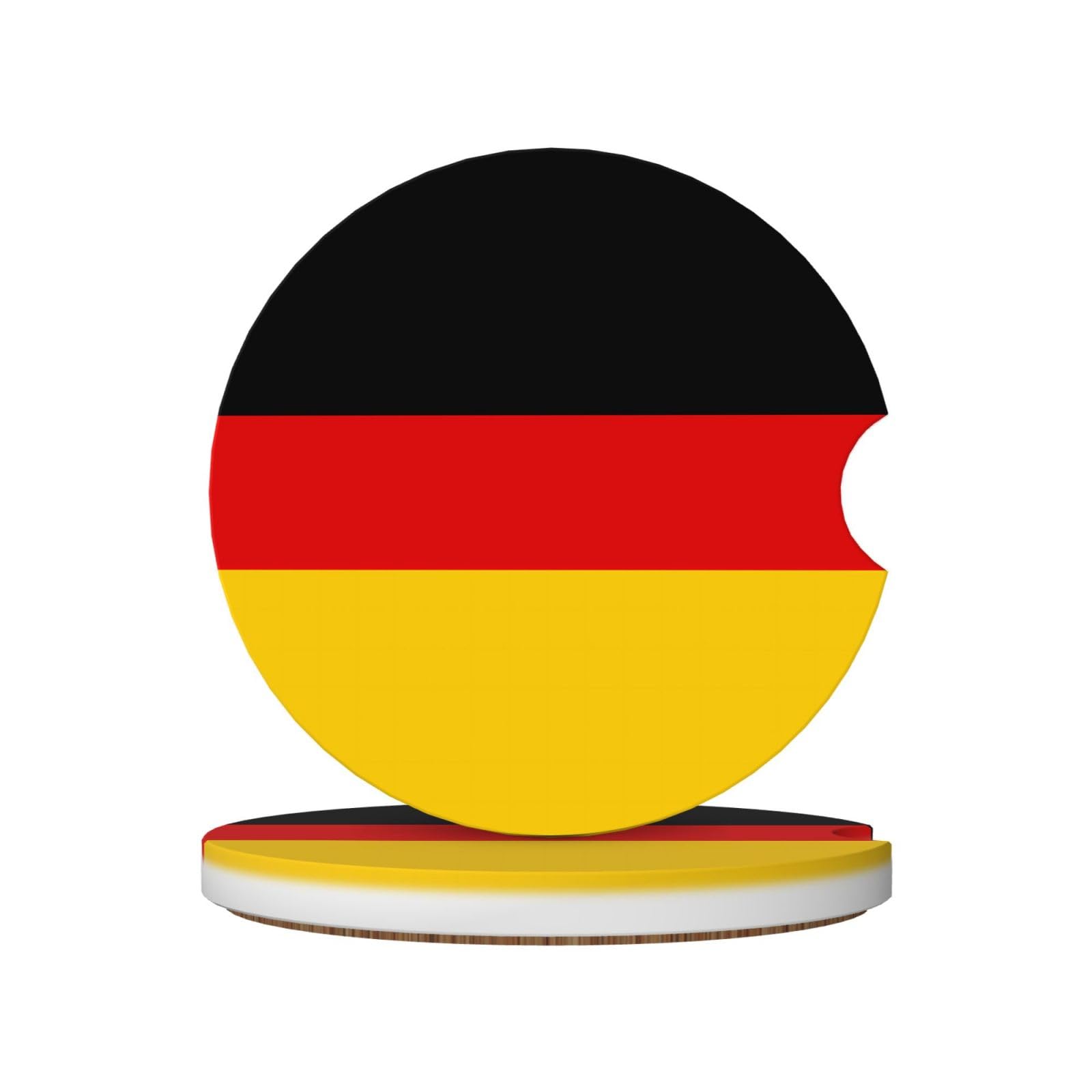 German Flag Printed Ceramic Car Cup Coasters (2 Pack), Suitable for car Cup Holders, 2.56 inch Diameter