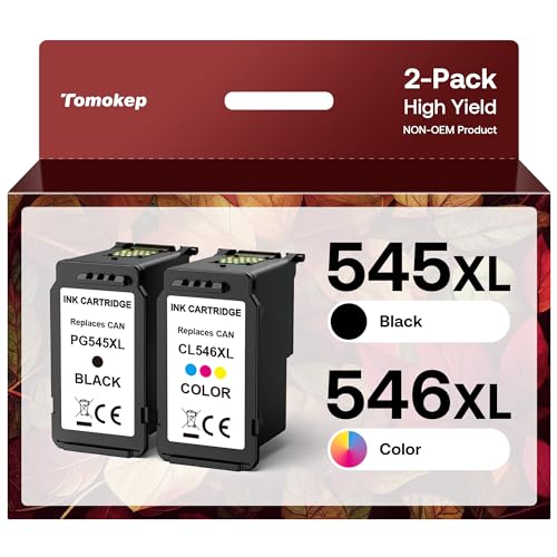 545XL 546XL High Yield Ink Cartridges Compatible for 545 546 Ink Cartridges Replace Use for Pixma TS3150 MG3050 TR4550 TS3350 MG2950 TR4551 TS3355 MG2550 TS3100 (1 Black, 1 Tri-Colour)