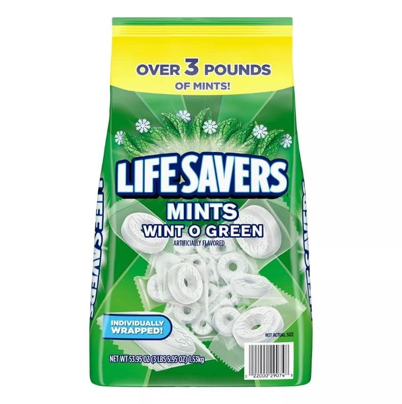 Life Savers Wint O Green Breath Mints Bulk Hard Candy, 53.95 oz. (Mint)
