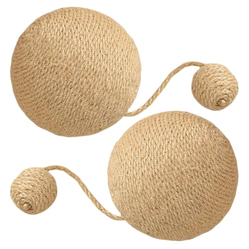 Sisal Scratcher Ball, Multipurpose Rabbit Scratch Toy, 4.72 Inches Wear-Resistant Cats Scratching Ball, Claw Training, Natural F