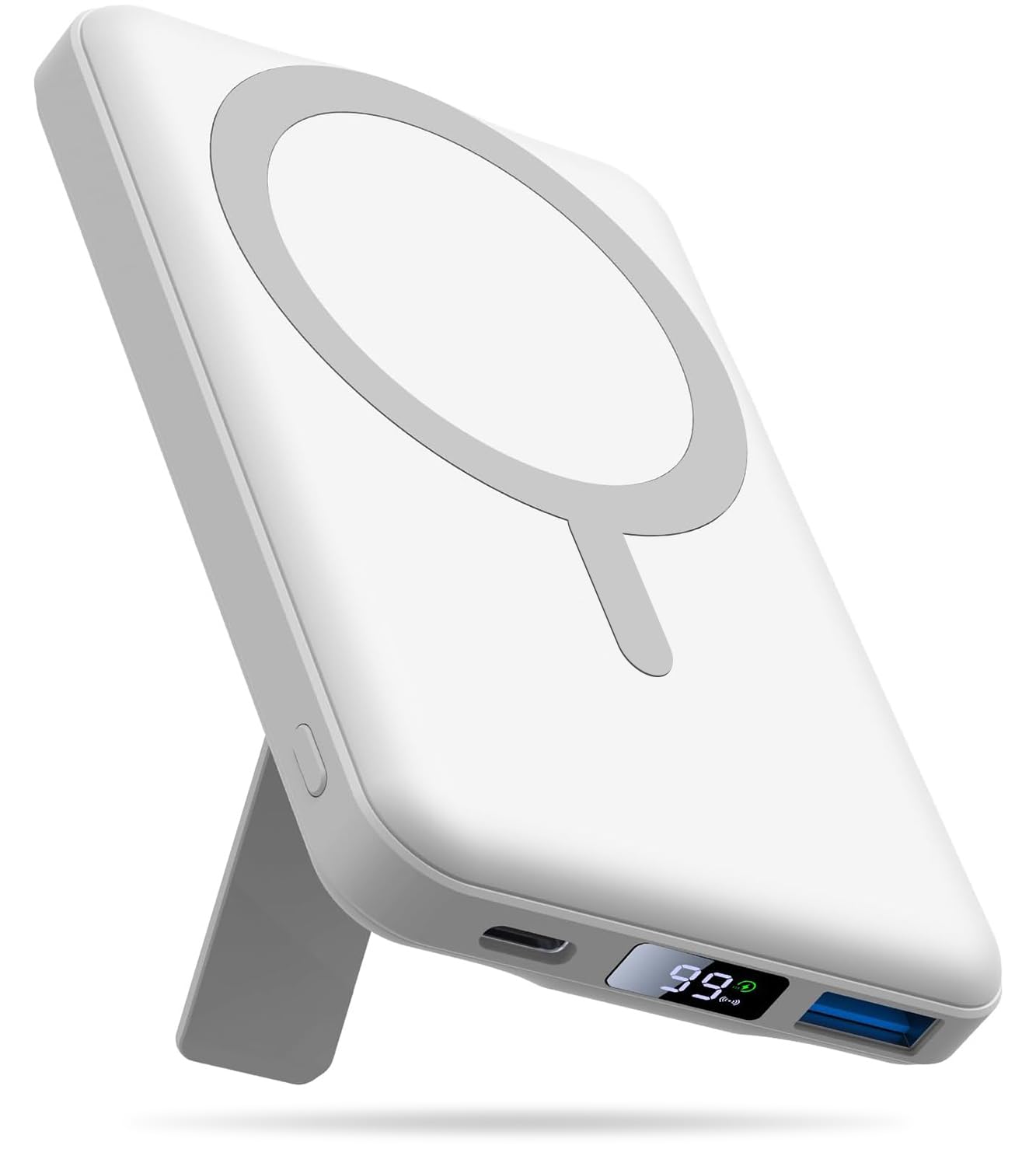 Powerbank für MagSafe, AOGUERBE Magnetische Power Bank 10000mAh mit Ständer | Kabellose Externe Handyakkus 22.5W PD Schnellladung, LED-Anzeige, Typ-C Eingang & Ausgang für iPhone 17/16/15/14/13/12 Series