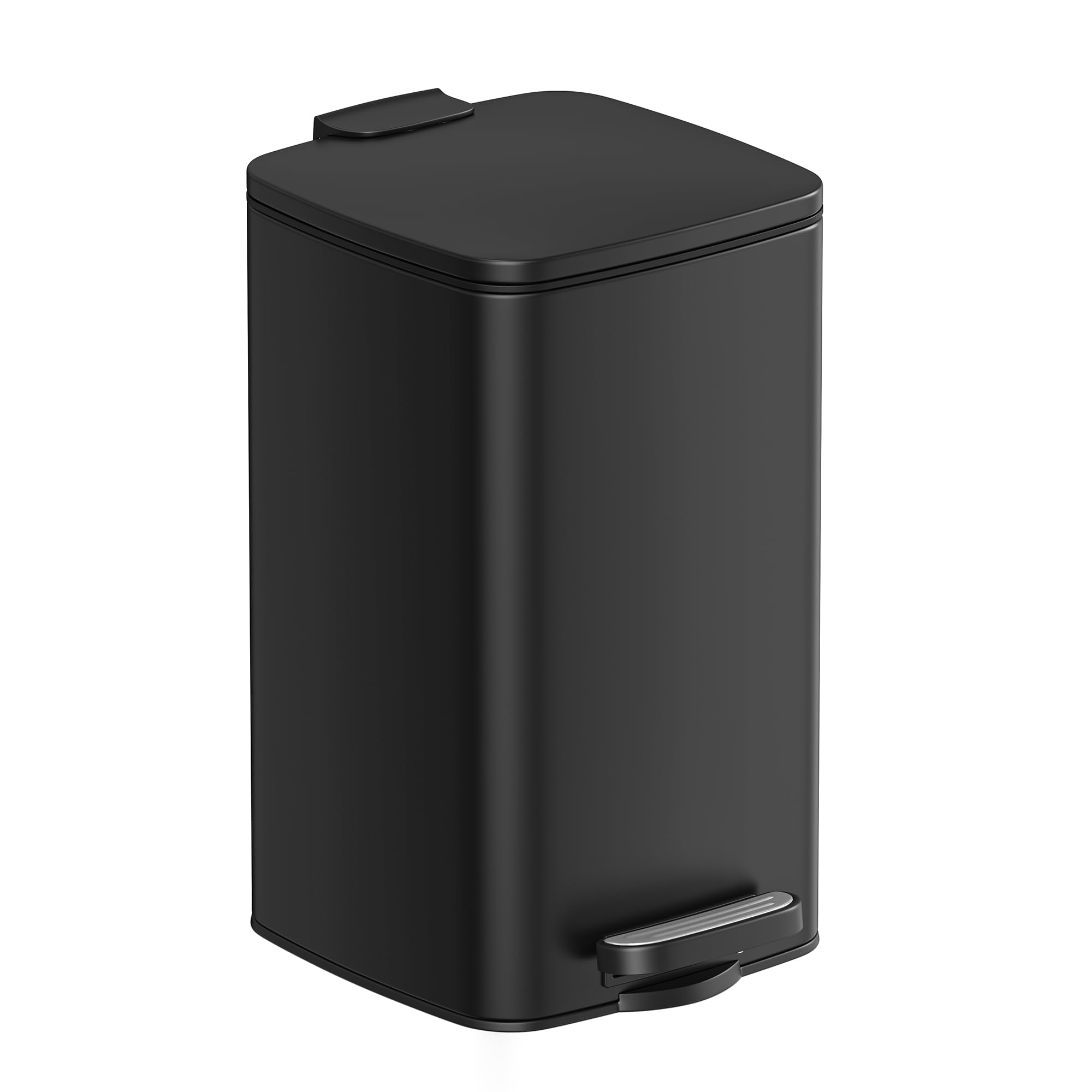 SONGMICS Kosz na odpady kosmetyczne, 8 litrów, kosz na śmieci, mały, z pedałem, do małych pomieszczeń, z pokrywką, Softclose, stal, czarny LTB591B0802