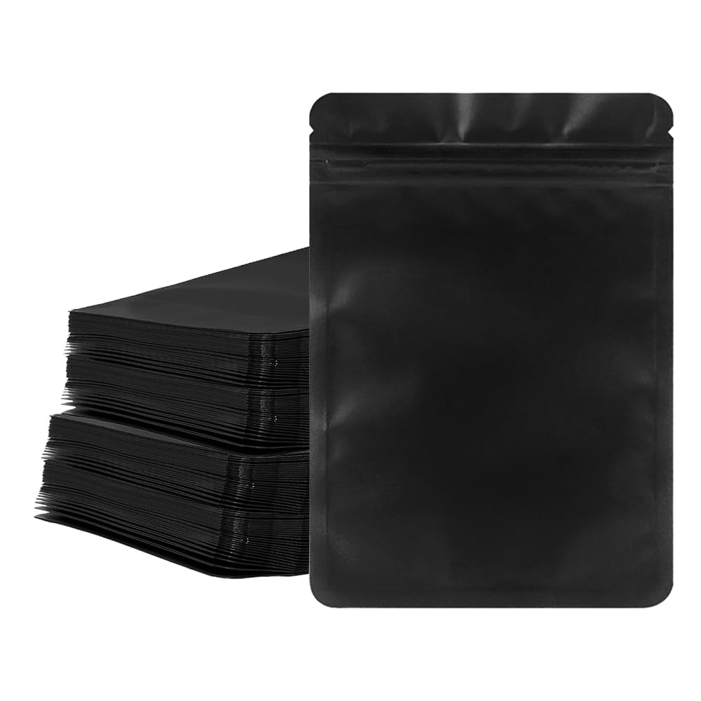 100Pcs Mylar Bags, 8 x 13CM Smell Proof Ziplock Storage Bag Resealable Foil Pouch Heat Sealable Packaging Baggies for Food Jewelry Electronics