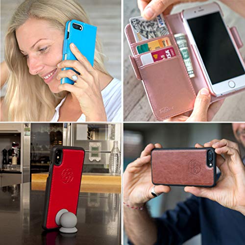 Image of dreem Fibonacci 2-in-1 Wallet Case for Apple iPhone X & Xs - Luxury Vegan Leather, Magnetic Detachable Shockproof Phone Case, RFID Card Protection, 2-Way Flip Stand - Grey