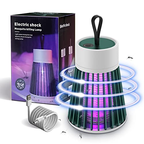 Anti Mosquitos Electrónico, Mata Mosquitos Electrico Interior, Lampara Antimosquitos Recargable, Antimosquitos USB, Matamoscas Electrico Exterior Portatil Camping UV Luz 100m² (Recargable, Verde)