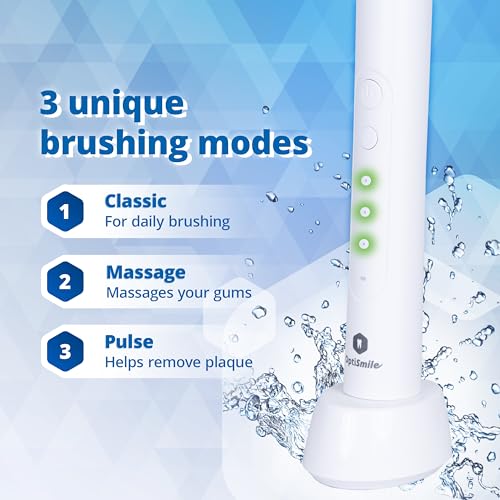 OptiSmile® Elektrische Zahnbürste met 3 Einzigartige Reinigungsmodi | Zahnbürste Elektrisch 8800 Umdrehungen pro Minute | Zahnbürste mit Intelligentem Timer, Ink. 2 Bürstenaufsätze | Weiß – Bild 4