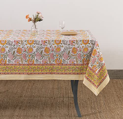 Französische Tischdecke, Blockdruck, indische Tischwäsche, florales...