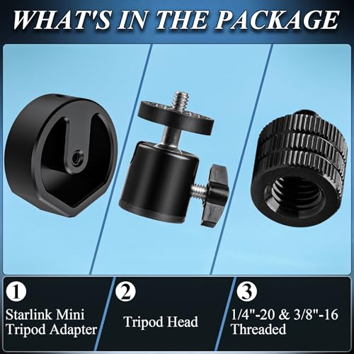 Mini Tripod Adapter,Premium Aluminum Alloy Tripod Mount Adapter for Starlink Mini,1/4"-20&3/8"-16 Threaded Mount Adapter fit for Tripods,Fixing Clamps and Bracket Fixing,Works with Pipe Adapters - image 4
