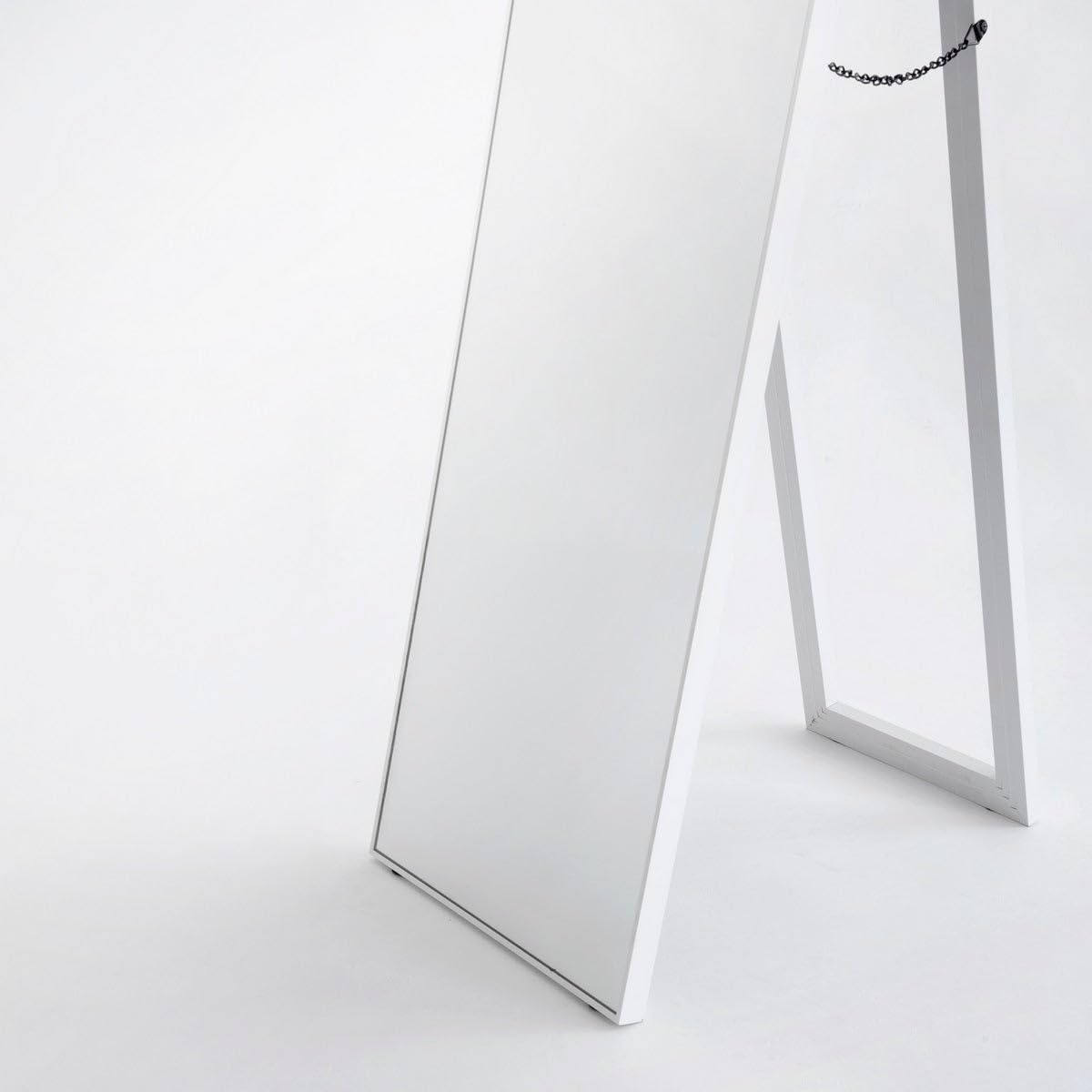 LOLAhome Espejo de pie de cuerpo entero 151x31 cm marco de madera blanco Soporte Plegable