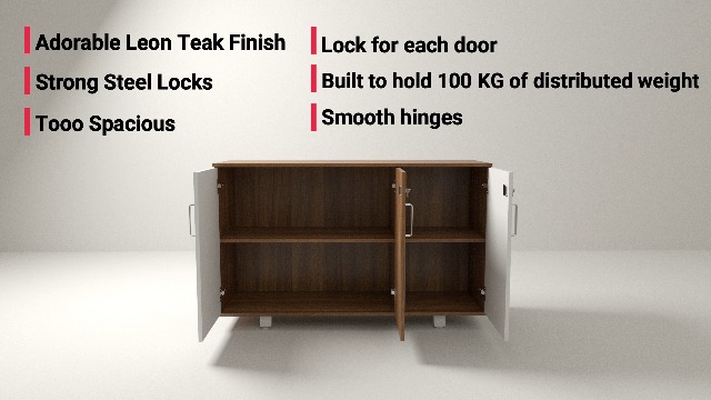 NEUDOT Ronald Dock 3 Door Multipurpose Cabinet | Engineered Wood