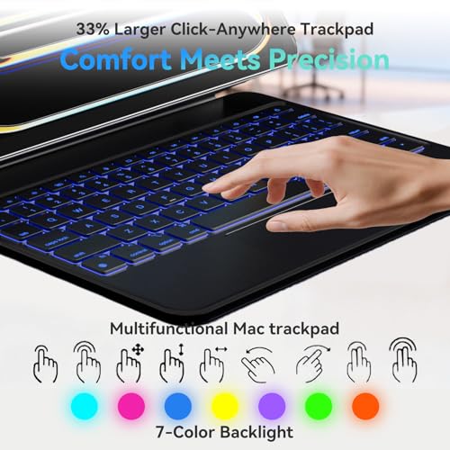 CNAIDUNR Detachable Keyboard Case for iPad 11th A16 & 10th Gen 10.9", Black - image 4