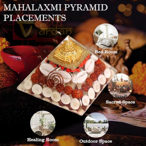 Image of Laxmi Pyramid | 3-Inch Goddess Laxmi Pyramid for Wealth, Prosperity, and Abundance | Handmade Spiritual Decor for Home and Office | Vastu Remedy for Success