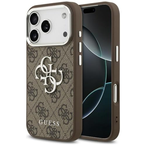 CG MOBILE Guess 4G Grand logo classique 4G Coque pour iPhone 17 Pro (marron/argent)