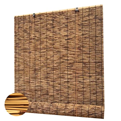 Bambusrollo,Durchscheinend Rollo Bambus,Retro Carbonization Natural Schilf Vorhang Bambus Handgewebt Sonnenschutzrollos,FüR Outdoor Fenster Und TüRen AußEnterrasse(Size:50 * 60cm/20 * 24in) Cover