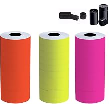 30 Rolls/15,000 Labels with 3 Inks for 2-Line Price Gun Labeler, Orange+Yellow+Red Stickers for YH-689 HM-689 MX6600 MX6602 Tag Maker,Clothing Date Code Stamps for Pricing Labeling Machine