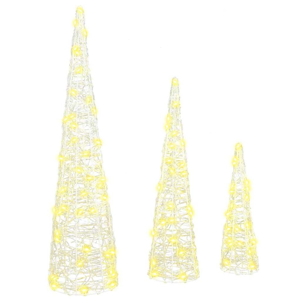 vidaXL Weihnachtsbaum 3 STK. Warmweiß 20 x 20 x 80 cm Acryl 90 LEDs