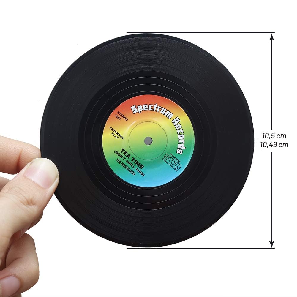 HomEdge Lot De 6 Sous-Verres Vinyle Rétro En Silicone - Protection Table Antidérapante