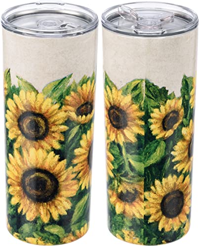 Primitives by Kathy Vaso de café de acero inoxidable con diseño de girasol, termo de 20 onzas