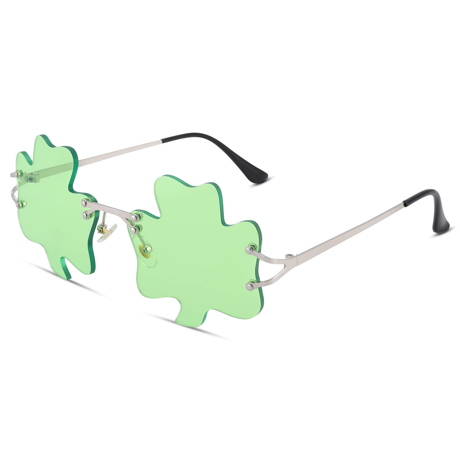 Bouryo St. Patrick’s Day Irish Shamrock Sunglasses Green Four Leaf Clover Leprechaun Costume Sunglasses