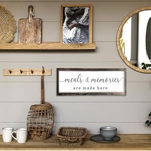 Dazingart Farmhouse Kitchen Wall DecorMeals and Memories Are Made Here Sign Rustic Wood Kitchen Signs Dinning Room Wall Decor Meal