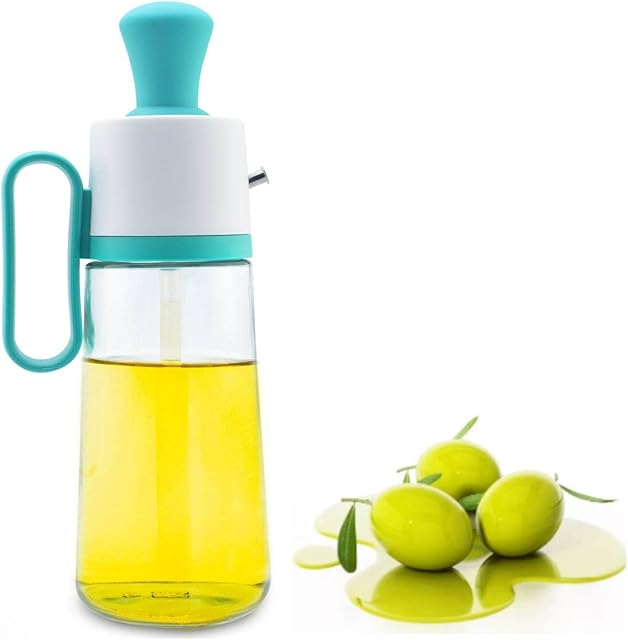 LMYKH 2 in 1 Oil Dispenser Bottle For Kitchen, 19 OZ Olive Oil Dispenser Bottle with Silicone Brush for Kitchen Cooking, BBQ, Baking (Green)
