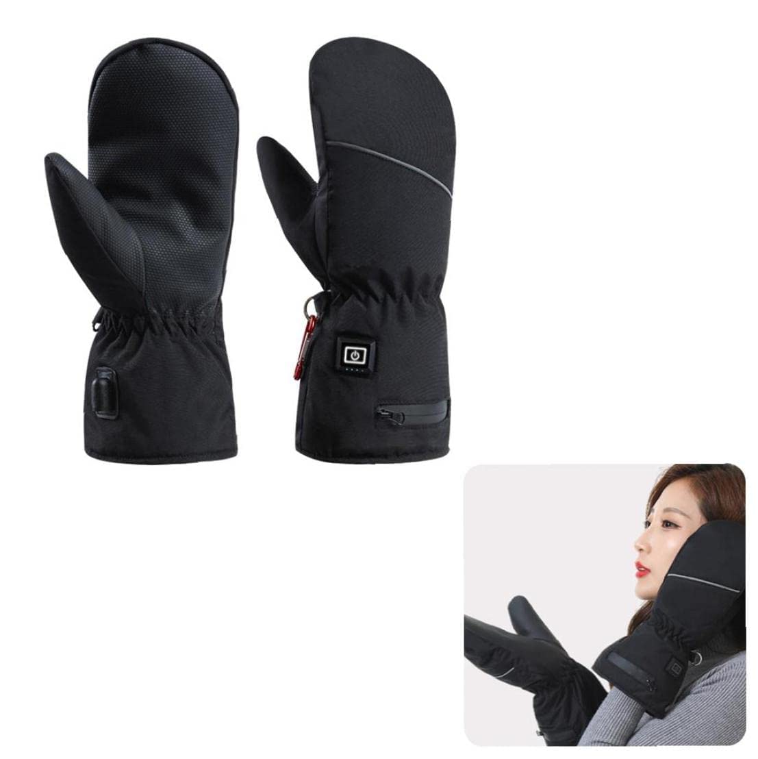 CHEWYNP Guanti Termici, 3 modalità Guanti riscaldati Ricaricabili Guanti Touchscreen da Donna Guanti Caldi per climi Freddi per l'inverno Ciclismo Guida Corsa Campeggio Escursionismo Nero