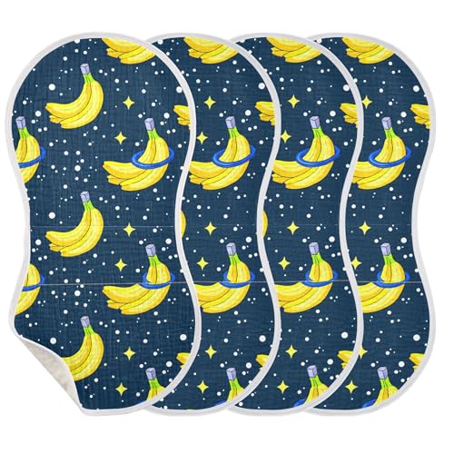 xigua Yellow Bananas Muslin Baby Burp Cloths Set of 2, Super Soft & Absorbent Burping Rags, Cotton Burp Clothes Shower Gift for Newborn, Baby Girls and Boys3