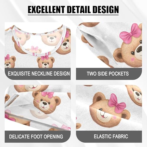 Cute Teddy Bear Pajama Set Pajamas Sleepwear Nightwear Loungewear Clothes Set B04042284
