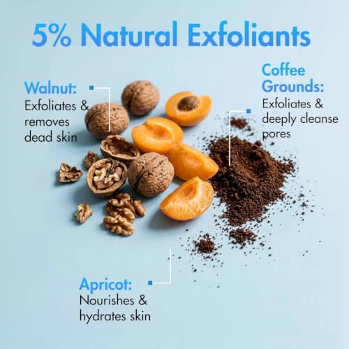 Image of mCaffeine Brightening Face Scrub | Visible Brighter, Smoother Skin | 5% Natural Exfoliants | Walnut & Apricot | Caffeine | Deeply Cleanses Pores | Gentle Exfoliation | For Women & Men | Suitable for All Skin Types - 100g