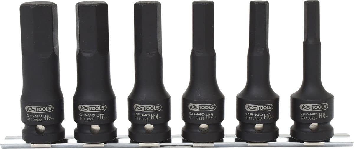 KS Tools 515.1104 1/2" Zestaw udarowych gniazd bitów, długie, 6-szt