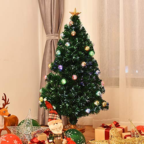 Bestcomfort 3Ft/4Ft Pre-Lit Fiber Optic Fireworks Christmas Tree With Multicolored Led Lights In Gold Base #TOP2