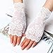 yefiuo Fingerless Lace Gloves White Wrist Hand Sleeve Lace Elastic Bracelet for Wedding,Tea Party,Masquerade,Daily Cuff (White, Medium)