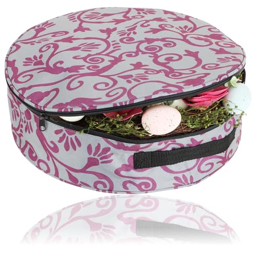 com-four® Bolsa de Almacenamiento para Coronas y guirnaldas - Caja contenedor Grande con asa para Decoraciones navideñas (35 cm - Violeta + Gris)