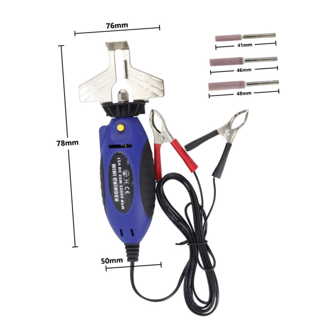 BESPORTBLE 12v Affilatrice Motosega Elettrica Con Design Maneggevole e Pietra Abrasiva Utensile Per Affilare Mano Blu