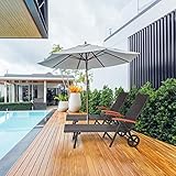 Sonnenliege, Gartenliege klappbar mit Rädern und Armlehne - 7