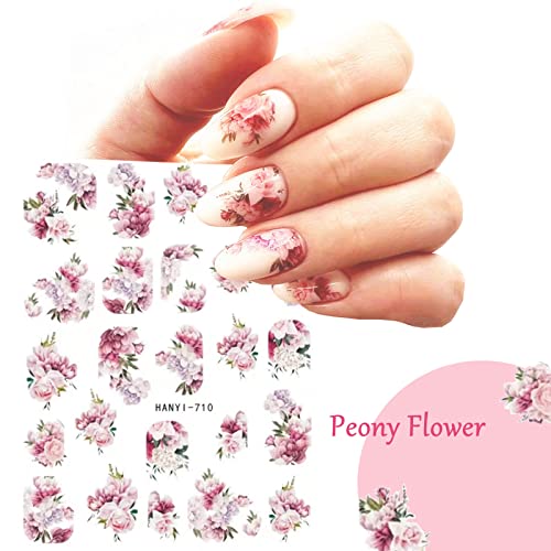 Baoximong 9 Sheets Flower Nail Art Stickers Decals 3D Self-Adhesive Nail Decals Spring Floral Nail Art Supplies Charming Daisy Leave Peony Nail Accessories For Women Nail Decorations Design #TOP1